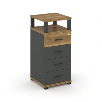 Тумба приставная с 4-мя ящиками и надставкой CОНCЕПТ CН.ТУО-003 Б/В Сандал Янтарный Антрацит / CONCEPT CN.TUO-003 B/W_0