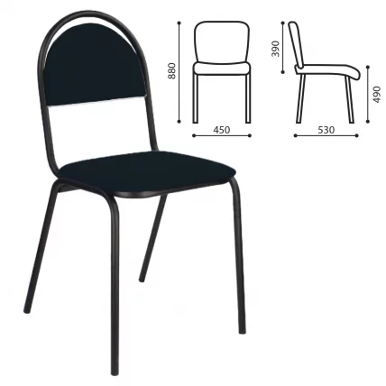 Стул для посетителей РС00М черный каркас кожзам Черный_0