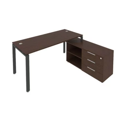 Рабочая станция на П-образном м/к с опорной тумбой правая Метал Сйстем Б.РС-СТС-2.4 Пр Венге/Антрацит / Metal System_0