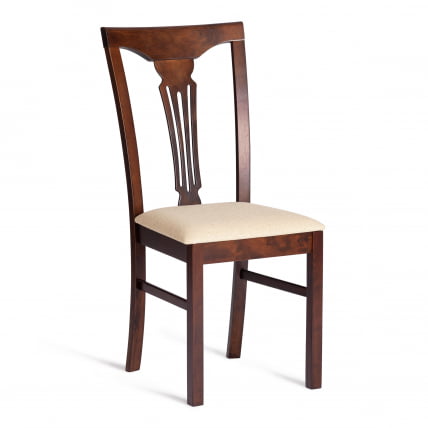 Стул Афродита/ Апхродите дерево гевея, 46х54х99см, Еспрессо (дуб в красноту), ткань кремовая с рисунком (А04) / Aphrodite Espresso_0