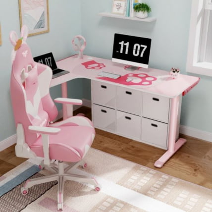 Стол письменный (для компьютера) угловой ЕУРЕКА ЕРК-Л60Р-ПК-В2 (правый), розовый / EUREKA ERK-L60R-PK-V2_9