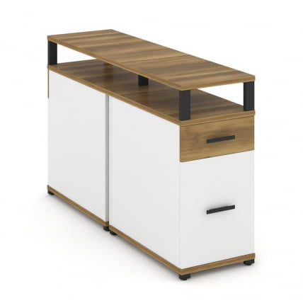 Тумба двухсторонняя опорная приставная с ящиком, распашным фасадом и надставкой CОНCЕПТ CН.ДТГО-006 Б/В Сандал Янтарный Белый бриллиант Черный / CONCEPT CN.DTGO-006 B/W_0