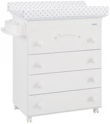 Комод Микуна Бонне Нуит пеленальный Б-970 вхите матрасик старс грей / Micuna Bonne Nuit B-970 white stars grey_0