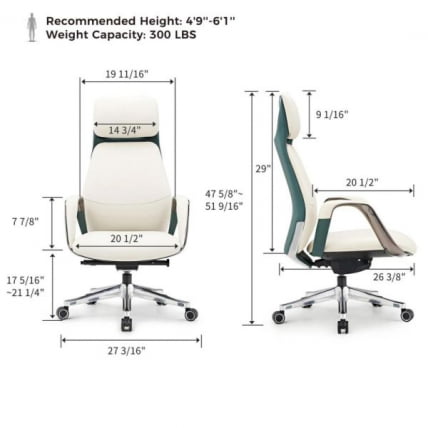 Эргономичное кресло руководителя Еурека ОC07 СЕРЕНЕ (Наппа кожа), белое / Eureka OC07 SERENE (Nappa_7