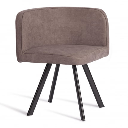 Комплект (стол, 4 стула) КУАДРОН (мод. ПТ14) Стол: МДФ/металл, стул: металл/шенилл, 100х100х73 см, 69х56х71 см, Моча (мокко) ЛЙ1701-27/черный / QUADRON (mod. PT14) Mocha LY1701-27/черный_1