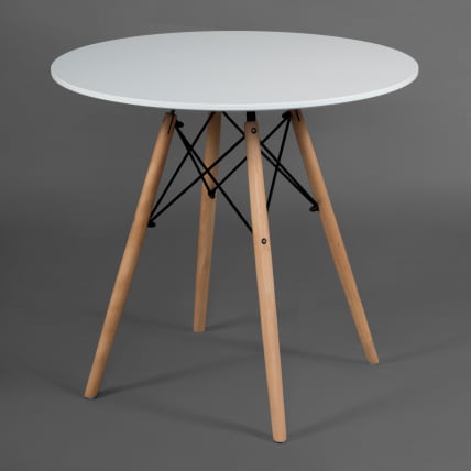 Стол CИНДЙ НЕКСТ (мод. 70-80 МДФ) металл/мдф/бук, Д70х75см, белый/натуральный / CINDY NEXT (mod. MDF) D70х75см,_1