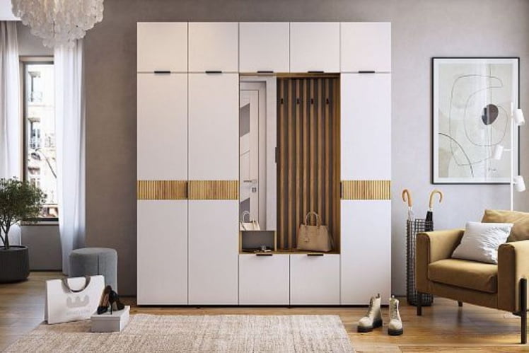 Шкаф двухдверный Бери МПР-024 Дуб крафт золотой/белое дерево / MPR-024_5