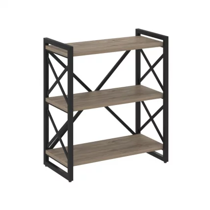 Стеллаж на регулируемых опорах - 3 полки ЛОФТ ВР.Л-МСТ.О-3.8 Металл черный Тиквуд темный / LOFT VR.L-MST.O-3.8_0