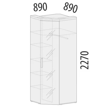 Шкаф угловой лев/прав с зеркалом Кашемир 900.09 Дуб Кронберг_3