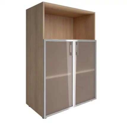 Шкаф книжный средний со стеклом в раме без топа ЙАЛТА ЛТ-СТ 2.2Р Снежная Патина / YALTA LT-ST 2.2R_0