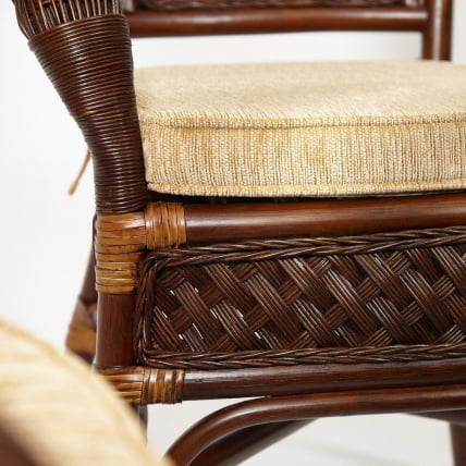 Комплект обеденный АНДРЕА ГРАНД (стол со стеклом+6 кресел+ подушки) Пекан Вашед (античн. орех), Ткань рубчик, цвет кремовый / ANDREA GRAND Pecan Washed_16