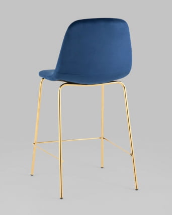 Стул полубарный Валенсия СН велюр Синий золотые ножки / SN_4