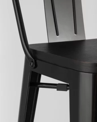 Стул барный Толикс Воод 75.5  со спинкой Черный / Tolix Wood_6