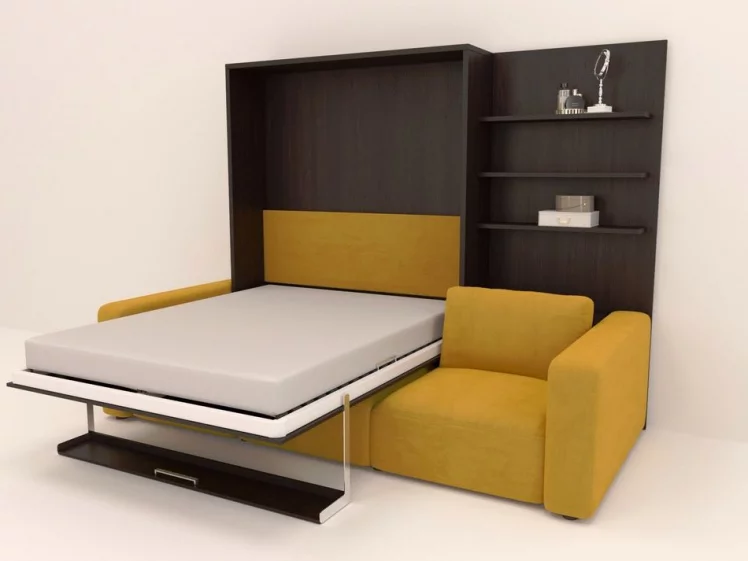 Диван кровать-трансформер Смарт 1 с пуфом 3-в-1 1600 правый Дуб молочный_1