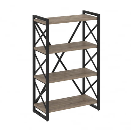 Стеллаж на регулируемых опорах - 4 полки ЛОФТ ВР.Л-МСТ.О-4.8 Металл черный Тиквуд темный / LOFT VR.L-MST.O-4.8_0