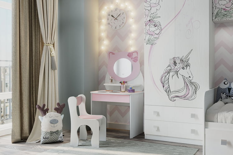 Набор детский Котенок МК-0016 белый рамух/розовый / MK-0016_2