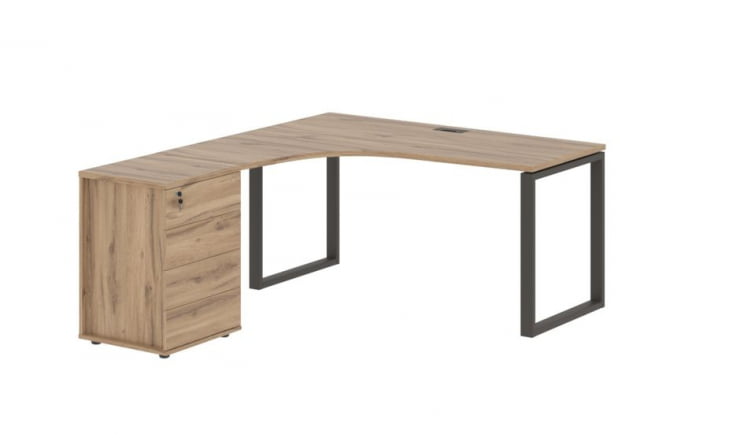 Стол эргономичный с тумбой левый ЕДИС ЕКCЕТ 1518 Л Дуб Денвер светлый Мокко / EDIS EQCET L_0