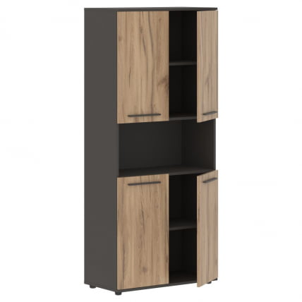 Шкаф с двумя комплектами глухих малых дверей ЕДИС ЕХCС 85.4 Дуб Денвер светлый Мокко Мокко / EDIS EHCS_0