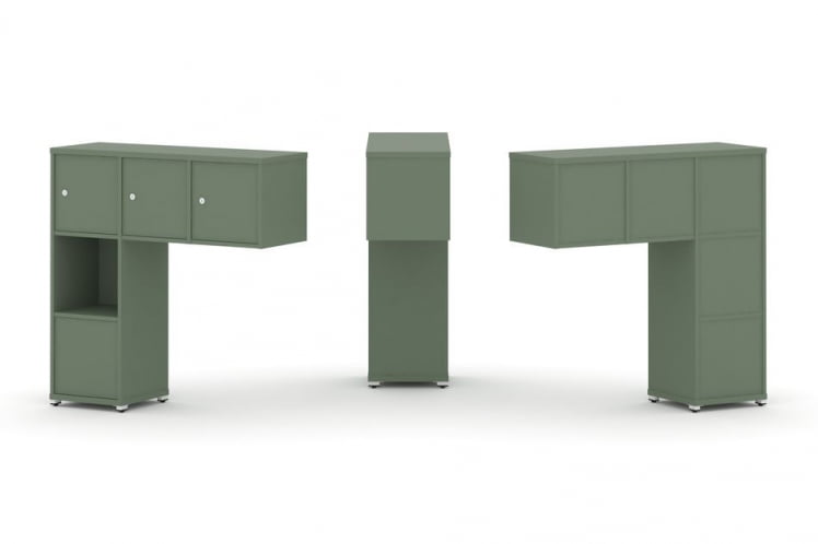 Надставка на стол низкая односторонняя + задняя стенка (5 шт.) + блок с 1-м ящиком (1 шт.) + распашной фасад (3 шт.) CОНCЕПТ CН.ОНН-006 Кобо Белый металл / CONCEPT CN.ONN-006_0