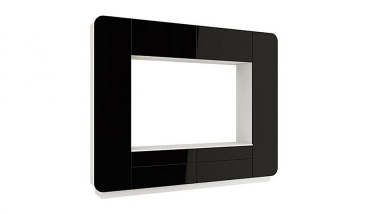 Шкаф многоцелевого назначения Лаванда-2 Белый Черный глянец_0