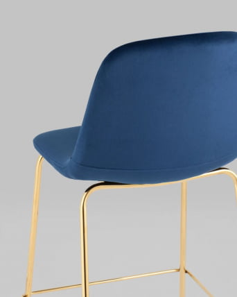 Стул полубарный Валенсия СН велюр Синий золотые ножки / SN_3