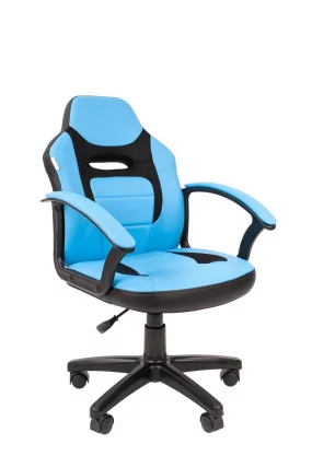 Детское кресло CХАИРМАН ТИН (КИДС) 110 черный пластик Черный-голубой / CHAIRMAN (KIDS)_0