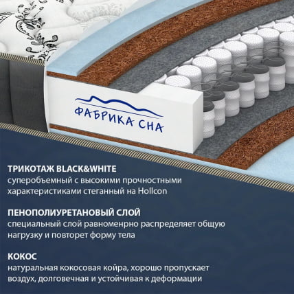 Матрас Меркурий в ткани Блаcк анд Вхите (90*195) 80кс190 / Black and White 80x190_3
