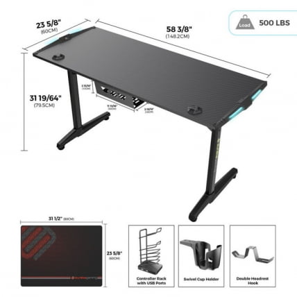 Стол для компьютера (для геймеров) ЕУРЕКА ГИП 55 Блаcк / EUREKA GIP Black_8