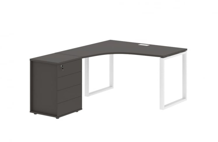 Стол эргономичный с тумбой левый ЕДИС ЕКCЕТ 1318 Л Мокко Белый / EDIS EQCET L_0