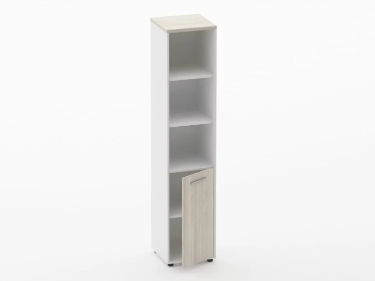 Шкаф 4 узкий верх открытый, низ закрытый Дека 10.19.11Пр Дуб Сантана светлый/Белый / Deka_1