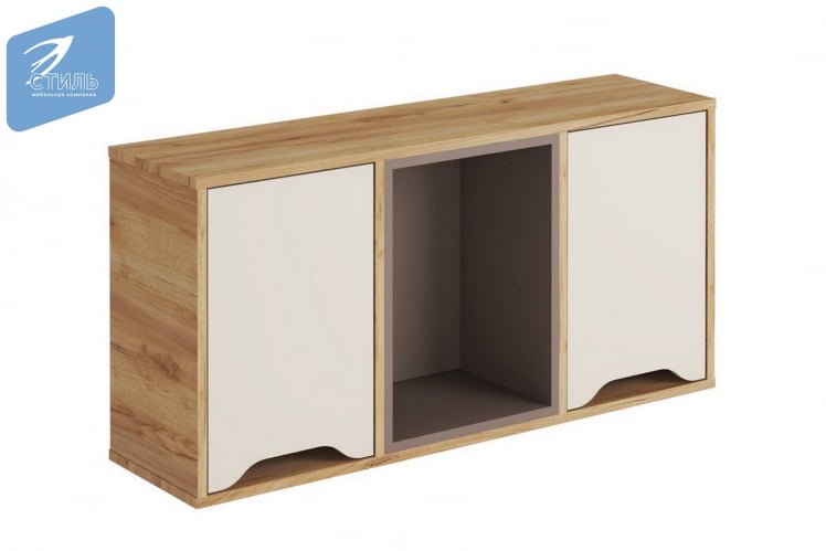 Полка навесная РИCХ ПН-001 Миндаль/Глиняный серый/дуб крафт золотой / RICH_0