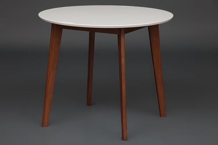 Стол обеденный БОСCО (Боско) основание бук, столешница мдф, Д900, Белый + Коричневый / BOSCO D900,_4