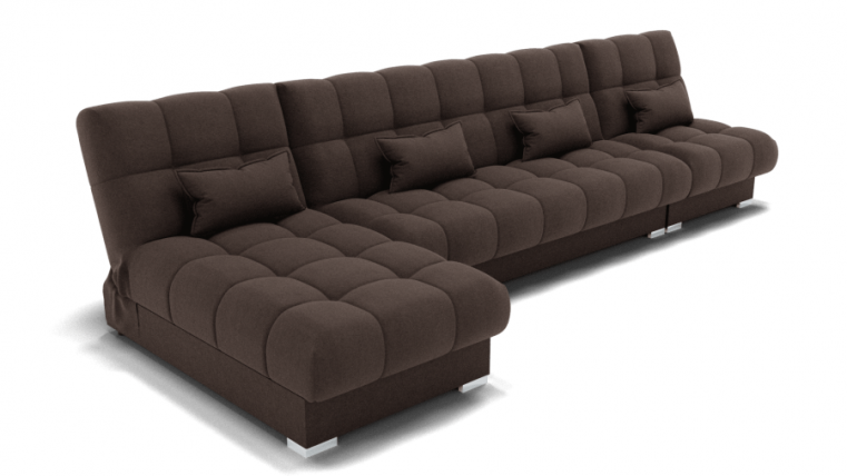 Диван Фиеста-3 угол левый/правый (ЗР) Цвет фасада: Коричневый; Тип: Левый/правый; Материал фасада: Металл/Велюр_0