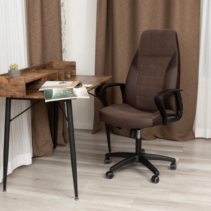 Кресло ИНТЕР (24) кож/зам/флок/ткань, коричневый, 36-36/6/ТВ-24 / INTER 36-36/6/TW-24_12