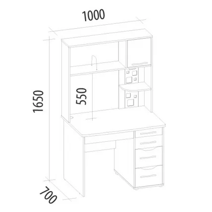 Стол с надстройкой Мегаполис 55.26.1 Сосна Астрид_4
