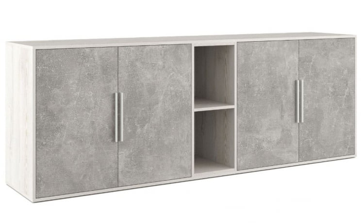 Шкаф низкий 4 створки, с нишей Б-ТОНЕ БТН36153031 Сосна Бетон светлый / B-TONE BTN36153031_0