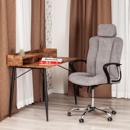 Кресло ОКСФОРД хром флок , серый, 29 / OXFORD_11