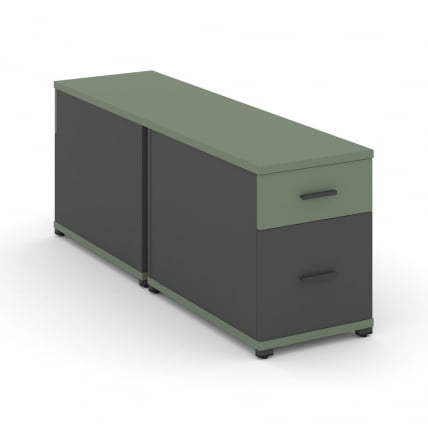 Тумба двухсторонняя опорная приставная с ящиком и распашным фасадом CОНCЕПТ CН.ДТГО-004 Б/В Кобо Антрацит / CONCEPT CN.DTGO-004 B/W_0