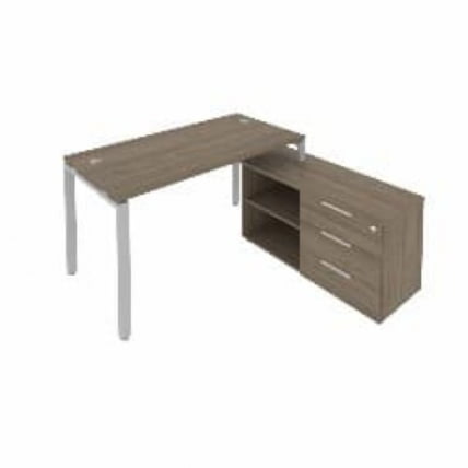 Рабочая станция на П-образном м/к с опорной тумбой правая Метал Сйстем Б.РС-СТС-2.3 Пр Вяз/Серый / Metal System_0