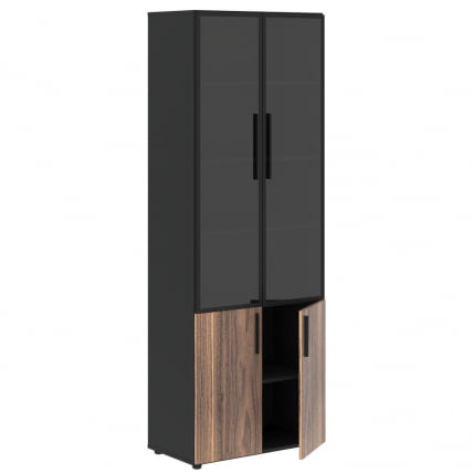 Шкаф комбинированный ВЕЛИОН ВЕНЕЕР ВРХCС 80.2 Американский орех Яшма черная / VELION VENEER VRHCS_1