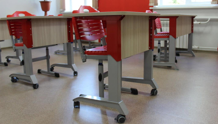 Парта двухместная Де Гласси Н (рост 3-5)  ЛДСП Серый/ Металл Серый+Красный_1
