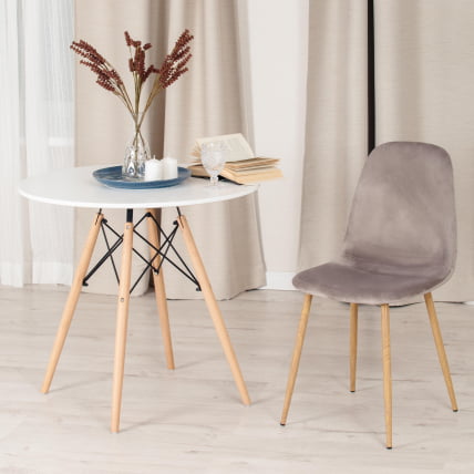 Стул БРЕЕЗЕ (мод. 4724) металл/вельвет, 44х48х87см, серо-бежевый/натуральное дерево / BREEZE (mod._9