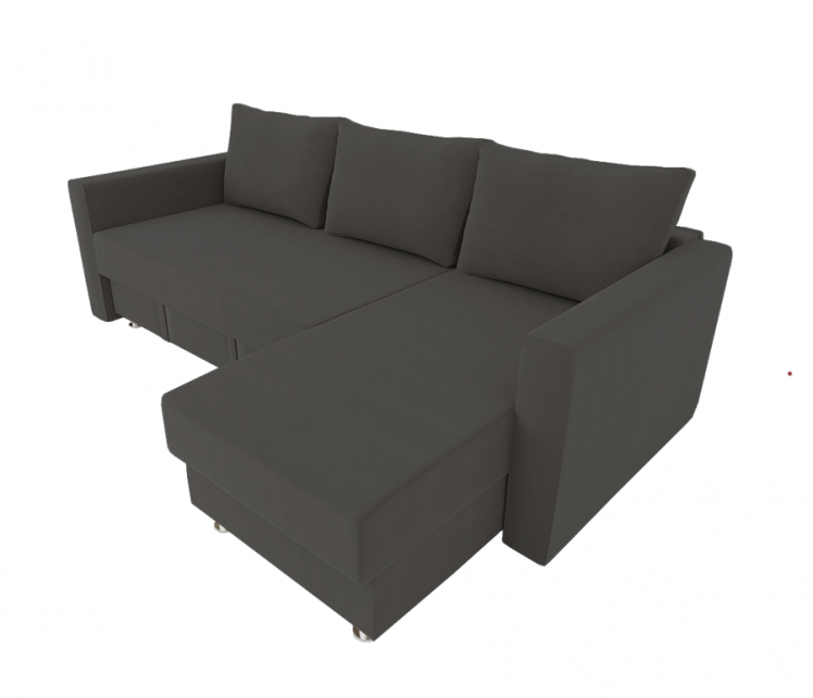 Диван угловой с подлокотниками Мадрид (Берхоусе) Цвет фасада: Темно серый Велюто 32; Тип: Левый/правый; Материал фасада: Металл/Велюр / (Berhouse)_0