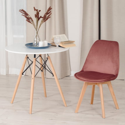 Стул ТУЛИП СОФТ (мод. 74) / 1 шт. в упаковке вельвет/дерево , 54 х 47 х 83 см , коралловый (ХЛР 44)/натуральный / TULIP SOFT (mod. (HLR_8