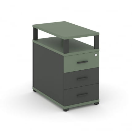 Тумба приставная с 3-мя ящиками и надставкой CОНCЕПТ CН.ТГП-001 Б/В Кобо Антрацит / CONCEPT CN.TGP-001 B/W_0