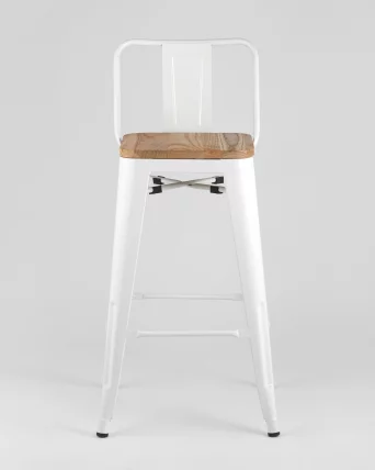 Полубарный стул Толикс Воод со спинкой Белый / Tolix Wood_2