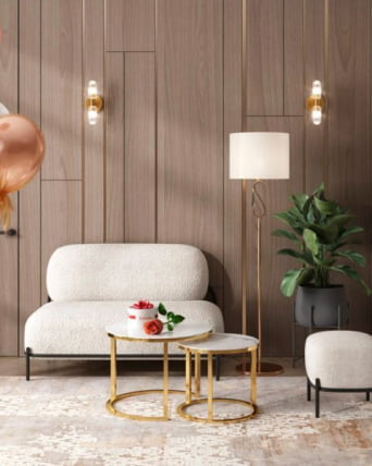 Пуф Стоун П ткань букле молочный_4