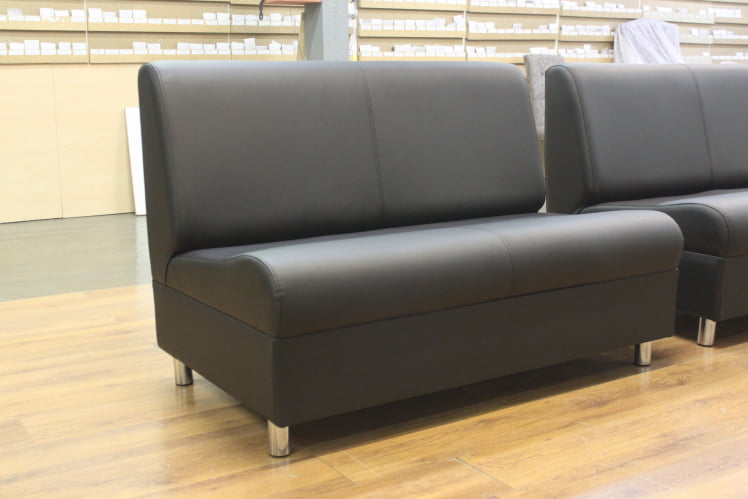 Диван офисный Диванная секция Клерк 3 двойная без подлокотников черный Екотекс 3001 / Ecotex_2