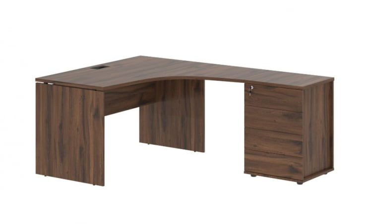 Стол эргономичный с тумбой правый ЕДИС ЕДCЕТ 1318 Р Дуб Денвер темный Черный / EDIS EDCET R_0