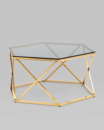 Журнальный столик Круз 93*80 стекло смоке сталь Золото / smoke_2